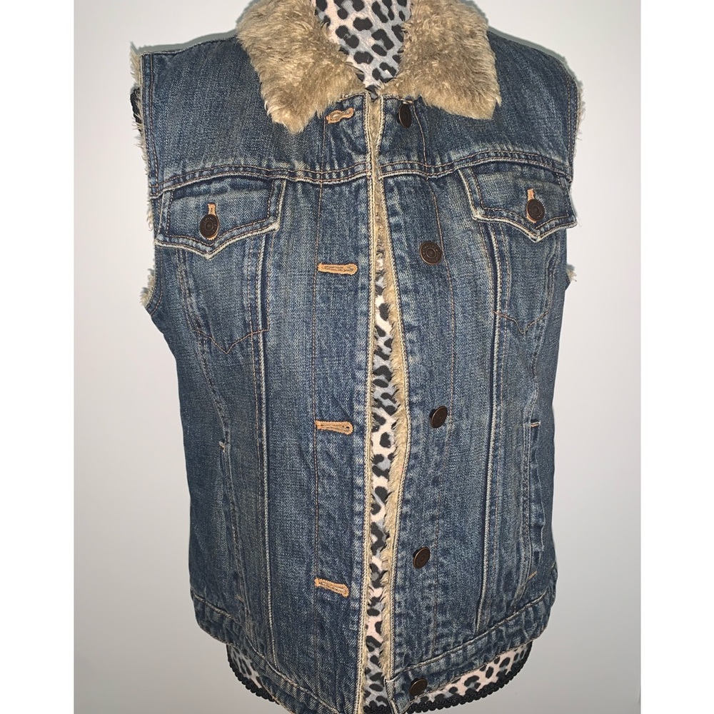 GAP denim Sherpa fleece vest